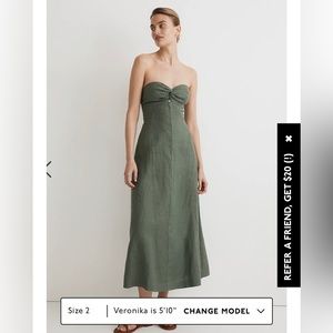 Madewell 100% Linen Cutout Strapless Midi Dress